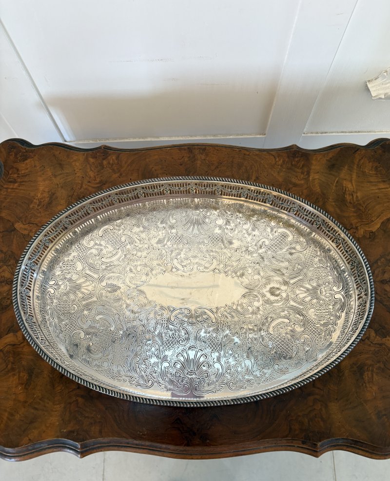 Outstanding Quality Small Antique Edwardian Silver Plated Tea Tray - Image 6